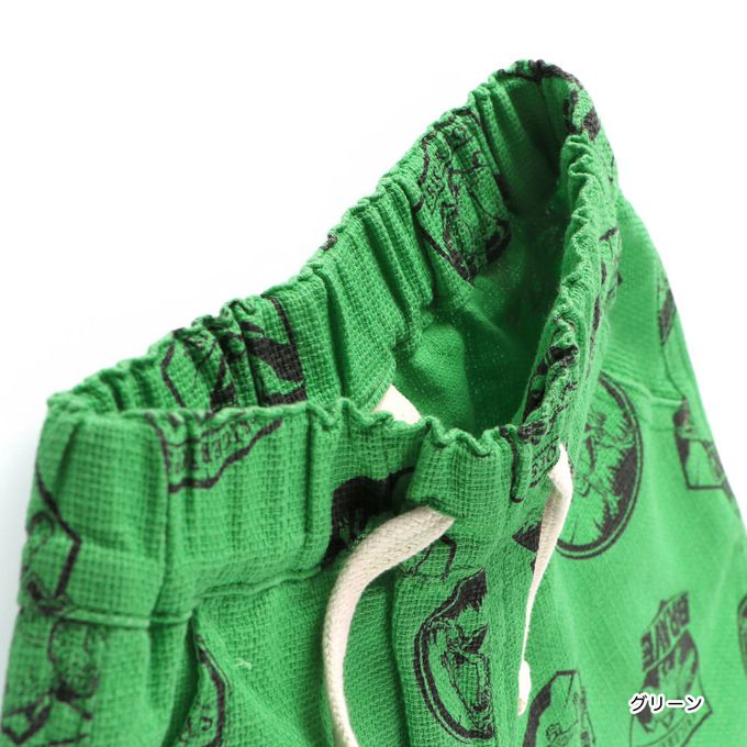 日本 BRANSHES - 純棉粗織透氣印花短褲-恐龍徽章-綠