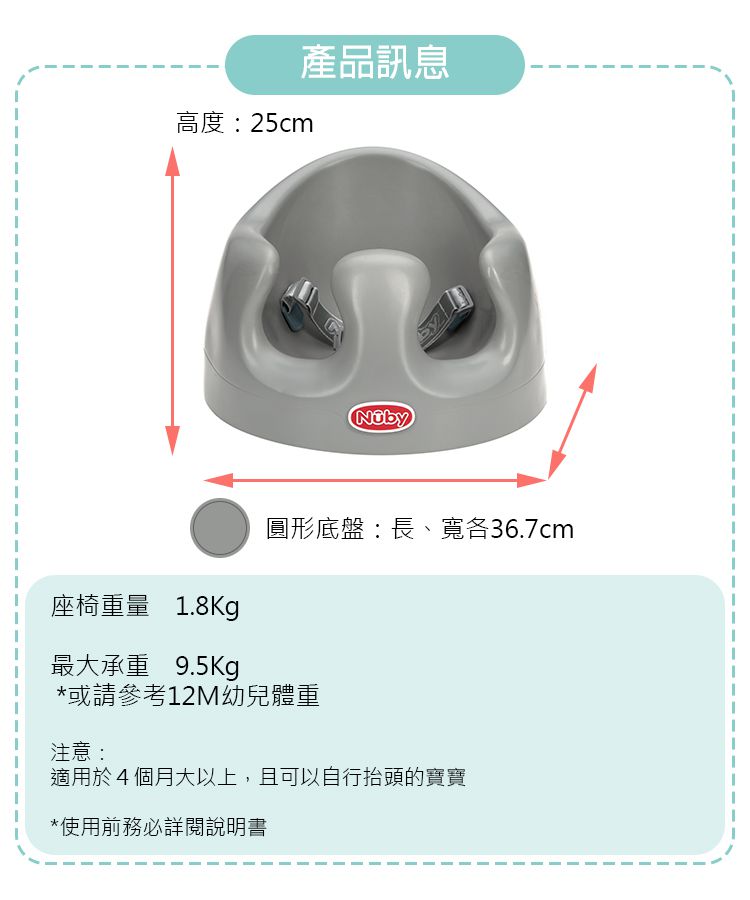Nuby - 兩用幫幫椅+餐盤配件-湖水藍