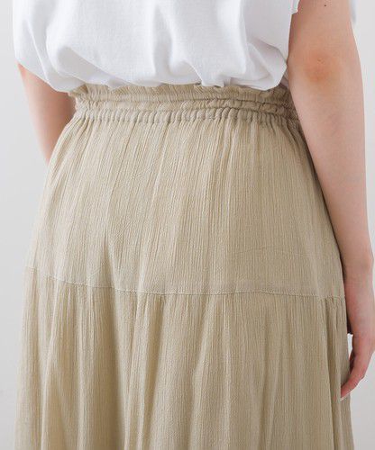 日本 Bou Jeloud - 細緻楊柳層次飄逸長裙-橄欖綠