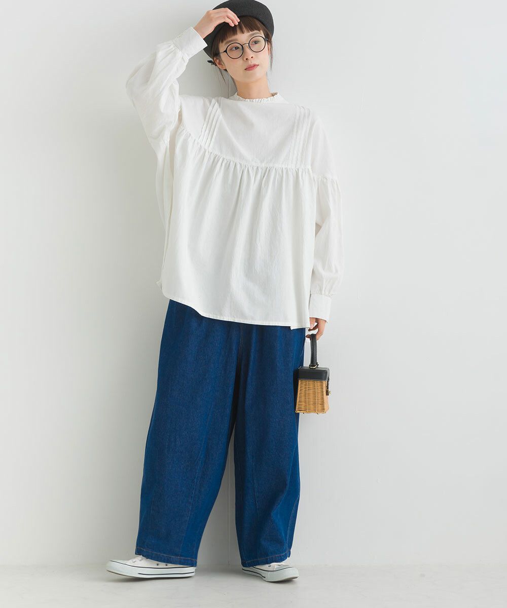 日本女裝代購 - 歐風木耳領2WAY泡泡袖上衣-淺卡其