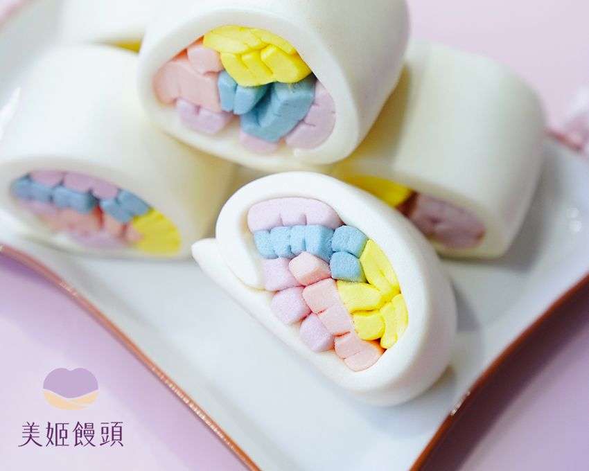 美姬饅頭 - 彩虹銀絲卷鮮乳造型饅頭 (6入)-50g