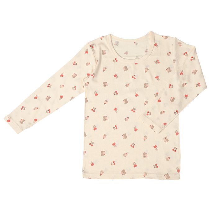 akachan honpo - 長袖圓領速乾上衣-2件組 櫻桃-粉紅色