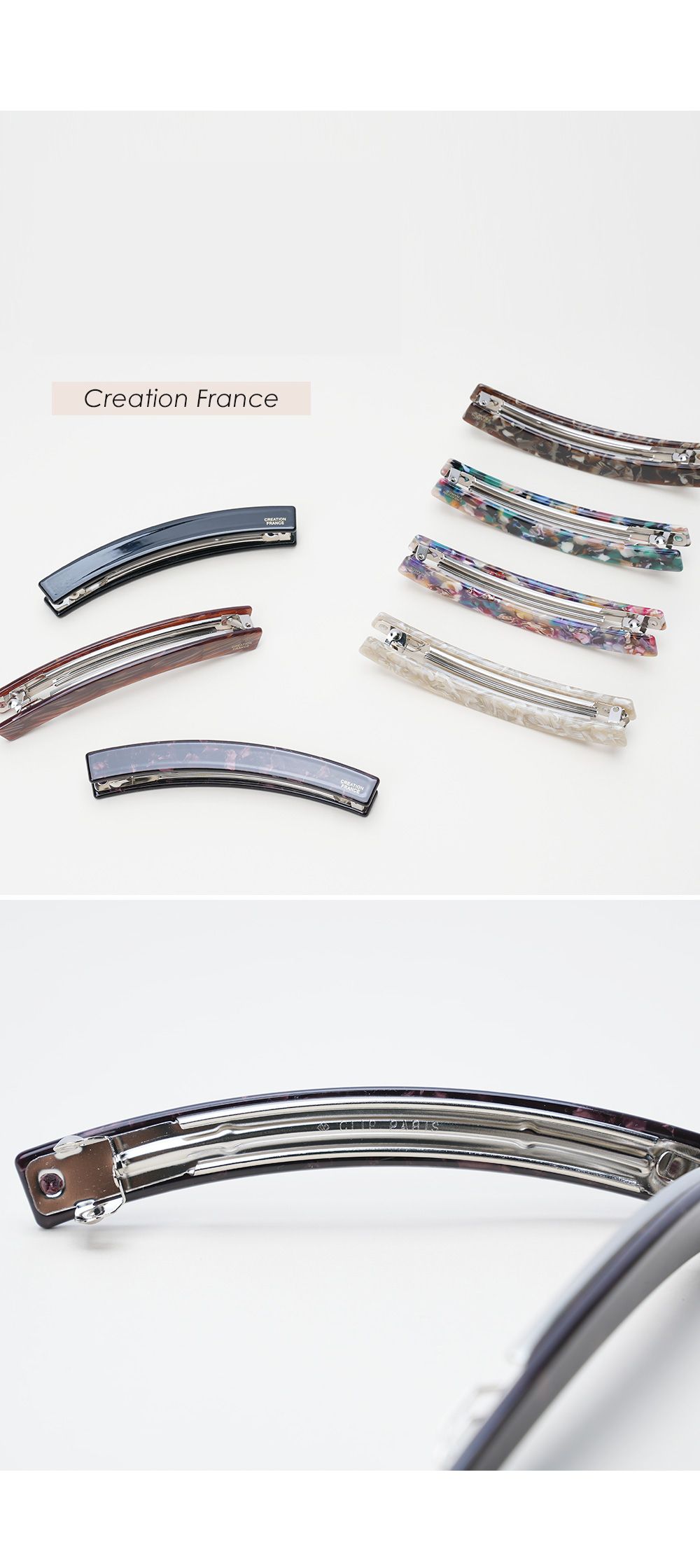 韓國 Soo&Soo - 正韓製CREATION FRANCE扣式髮夾-黑