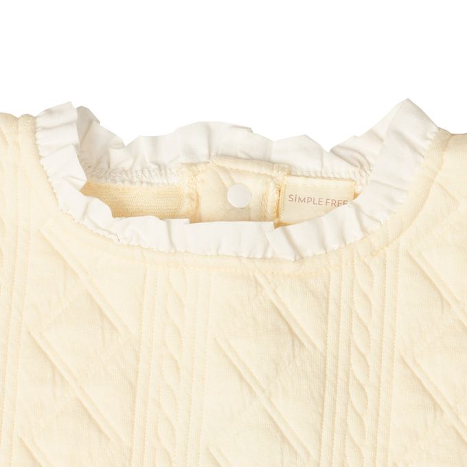 akachan honpo - 長袖鋪棉休閒上衣-下擺蕾絲-象牙白色