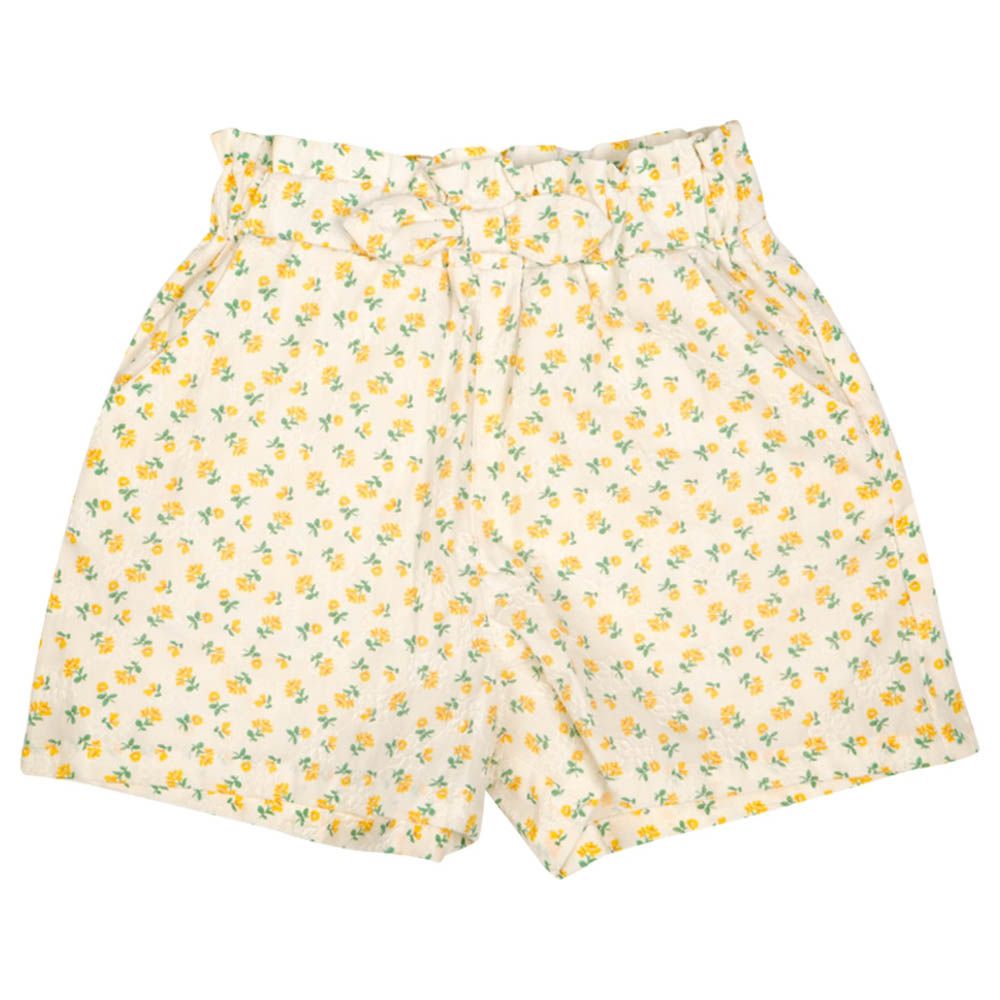 短褲-蕾絲印花-奶油色