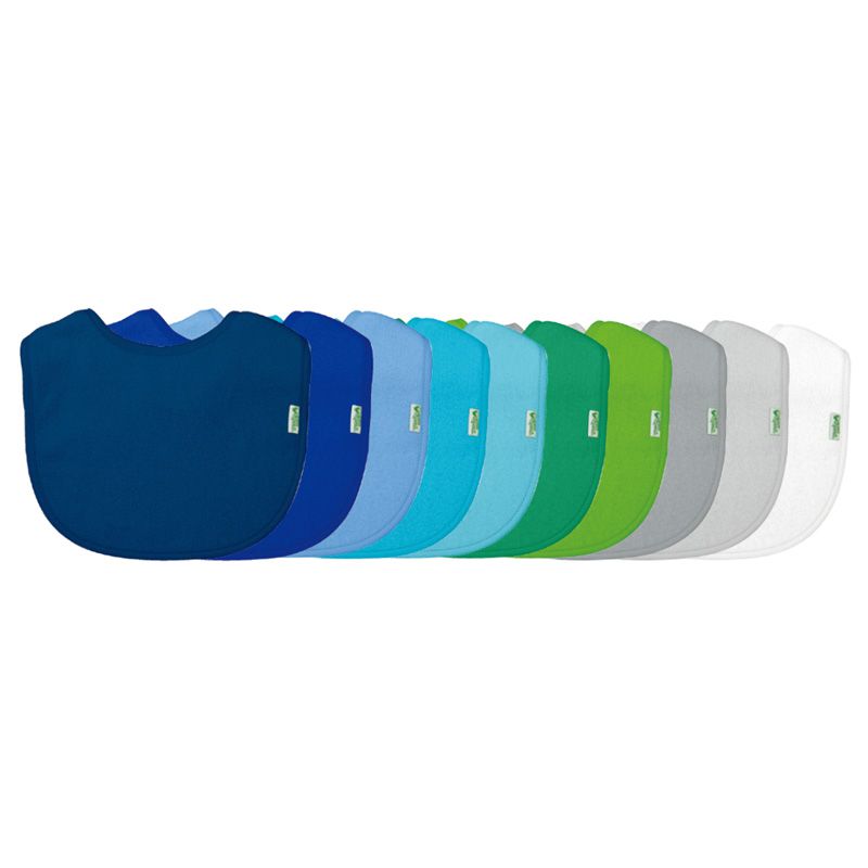 美國 green sprouts - 小綠芽魔鬼氈三層吸水/防水【口水巾圍兜】10入組-湛藍組