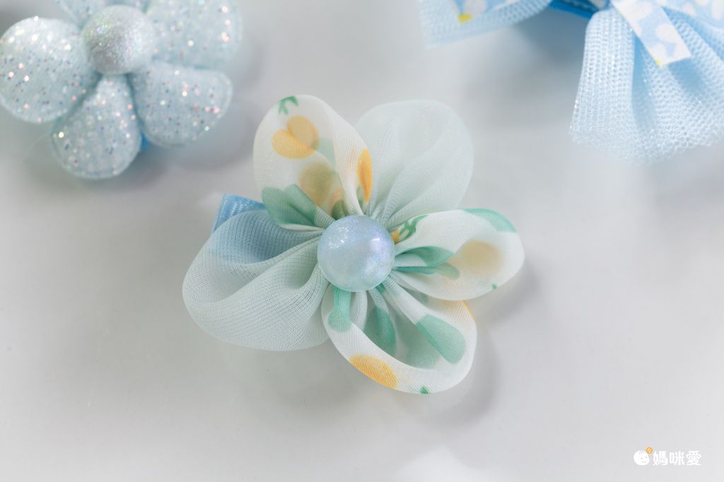 甜美網紗小清新布藝髮夾(10入組)-黃色