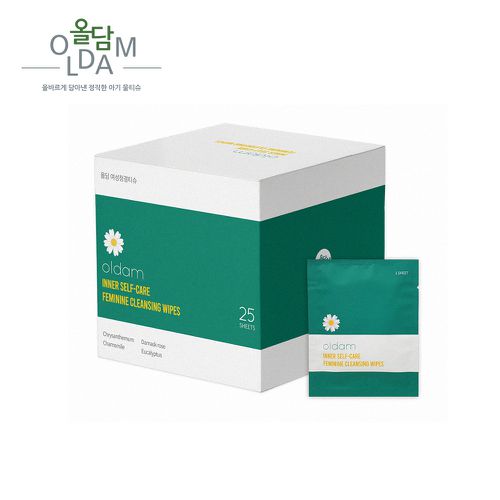 韓國 OLDAM - 韓國媽媽安心推薦 女仕專用清潔濕紙巾 獨立包 25片/盒