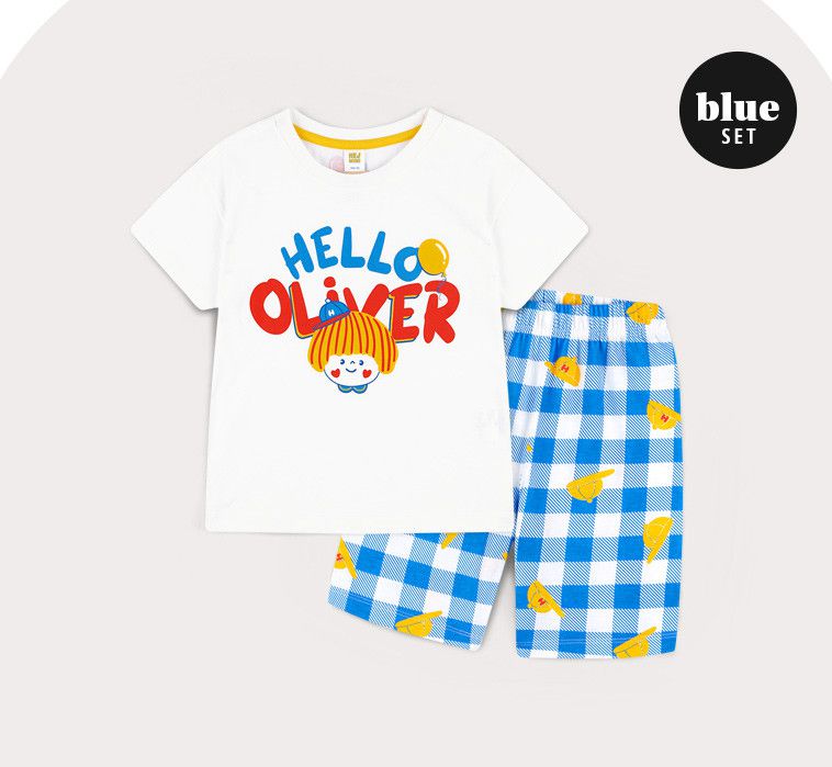 韓國 HEJMINI - 黃毛女孩格子套裝-橘