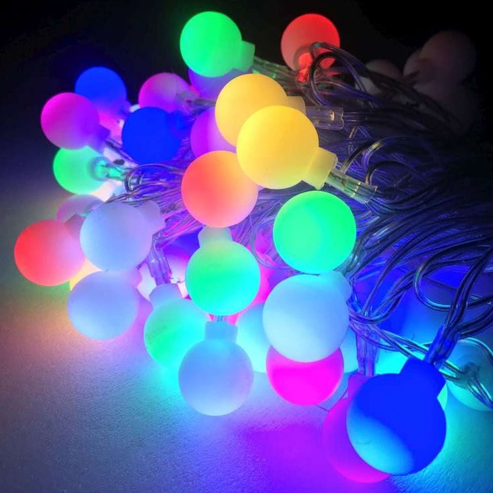 浪漫療癒100燈LED小圓球珍珠燈串/聖誕燈(USB接頭+贈豆腐頭插頭)-彩色光透明線-約10米長