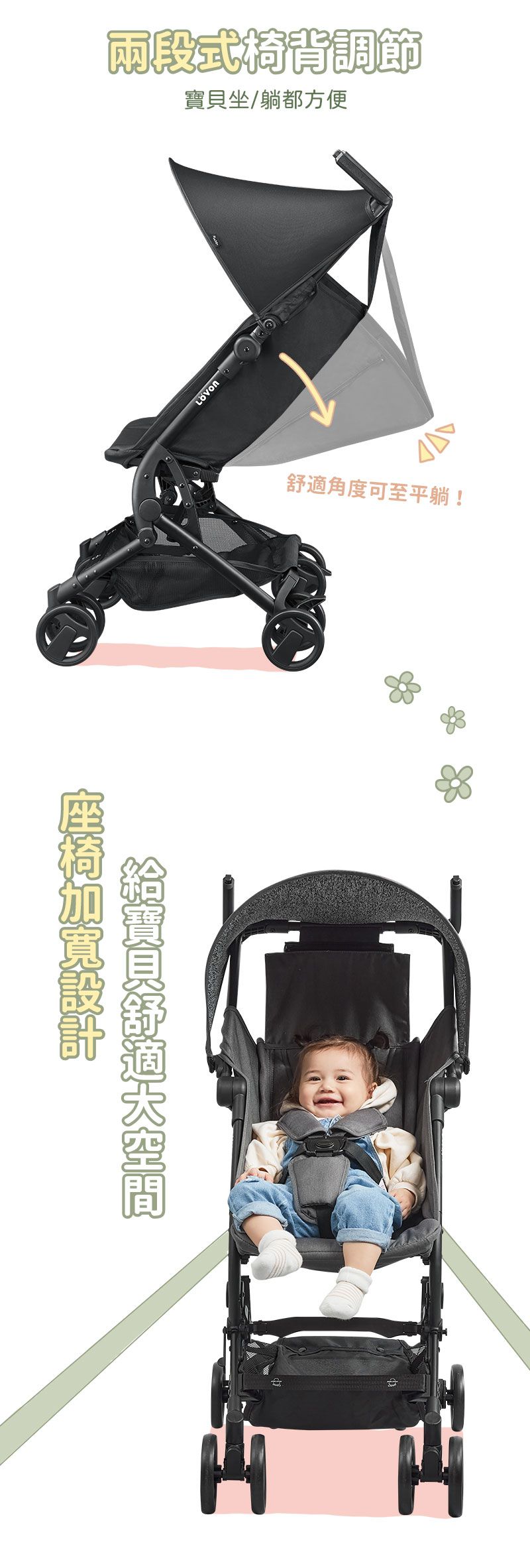 LOVON - CUBIE 口袋型手推嬰幼兒車-可可黑