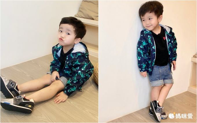 兒童連帽防風外套-星星-藍色