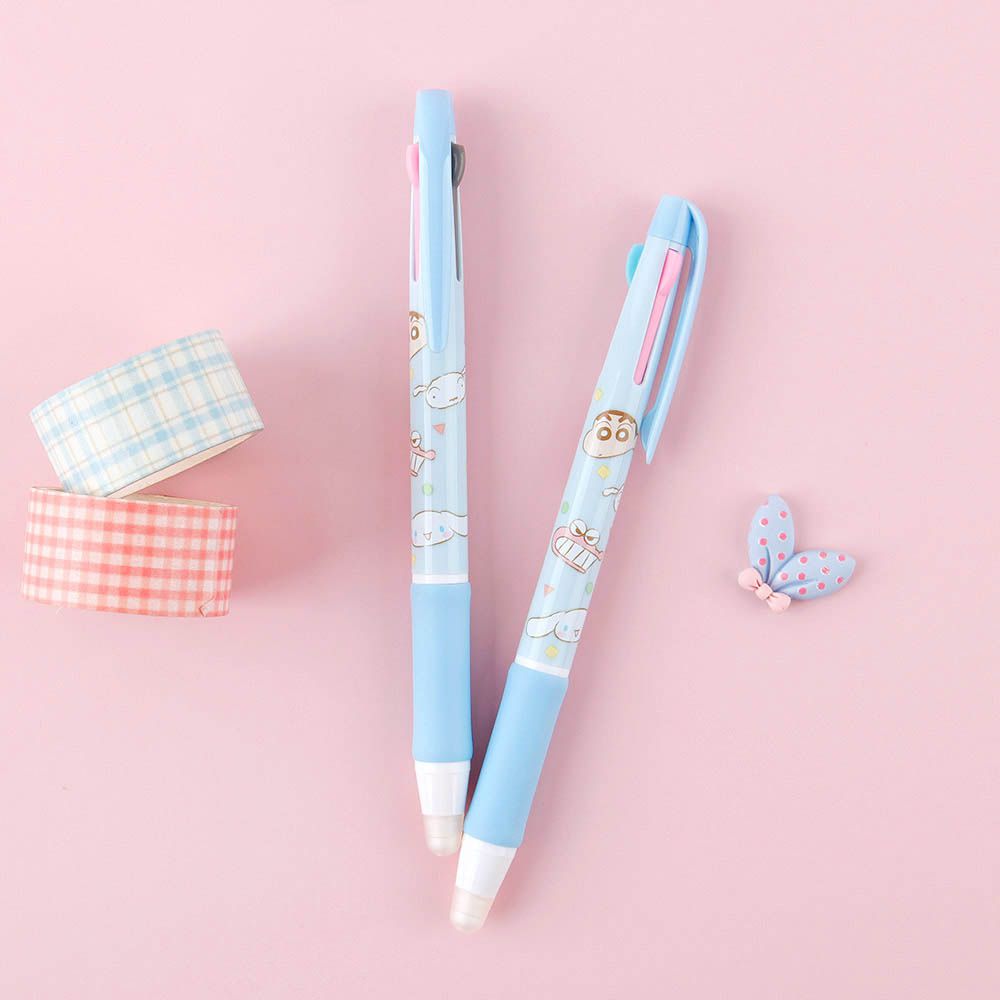 0.7mm卡通3色原子筆擦擦筆-卡通人物小新X大耳狗-天藍-單入
