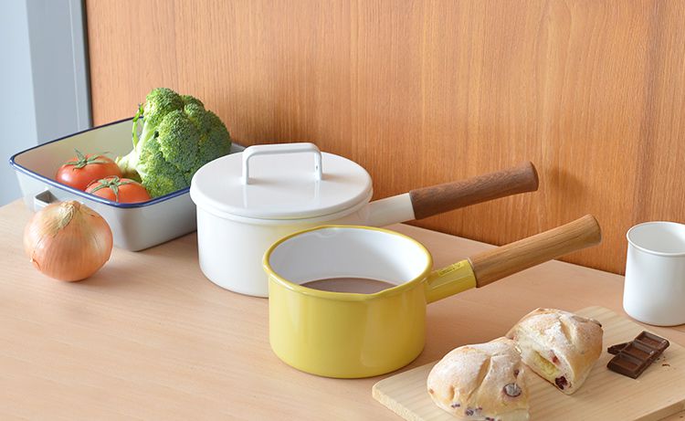 日本 365methods - 單柄附蓋琺瑯牛奶鍋-黃 (16cm)-1.7L