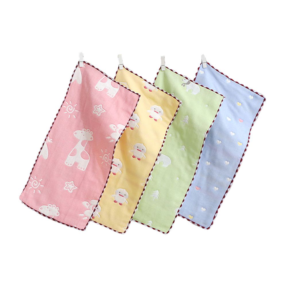 JoyNa - 5條入-嬰幼兒澡巾 六層紗布巾 小毛巾 長方巾-女寶寶鎖邊款-隨機花色5條入 (25*50cm)