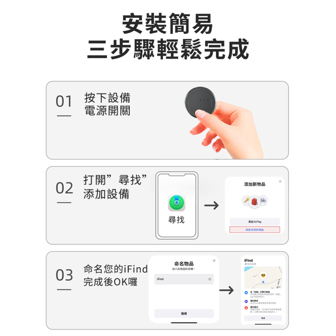 iFind - 全球定位器 防丟器 免插卡 蘋果MFi認證 NCC認證(寵物定位器 老人防走失 追蹤器)-圓形 (黑色)
