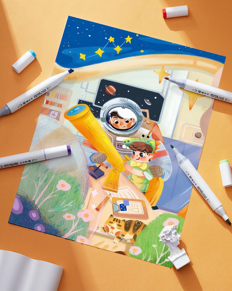 雙頭油性彩繪筆/彩色筆24色-17x11x11cm-適合7歲以上使用