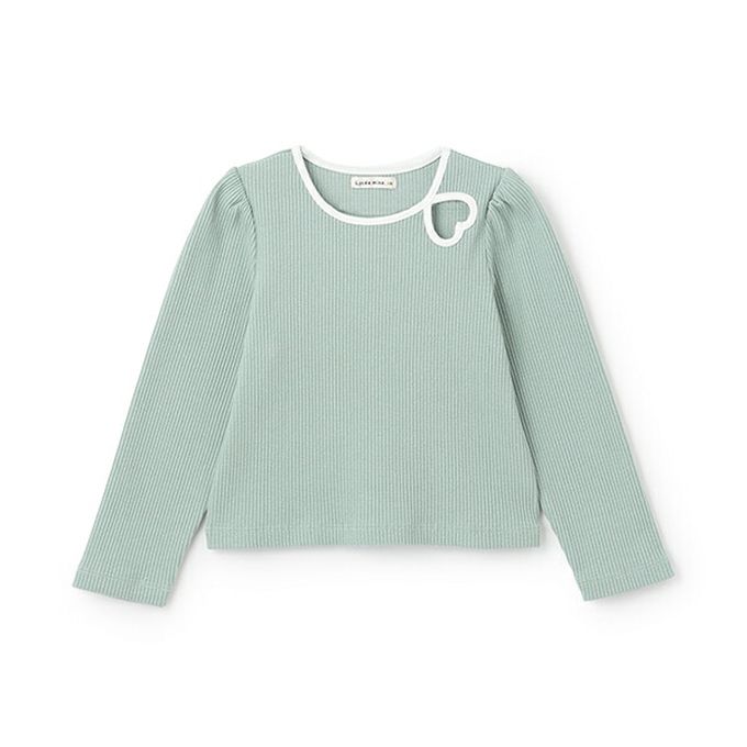 日本 Lycee mine - 愛心鏤空羅紋長袖上衣-條紋-黑X白