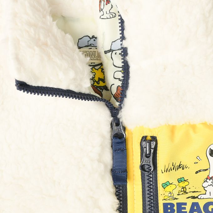 akachan honpo - 刷毛夾克 撞色-史努比-白色