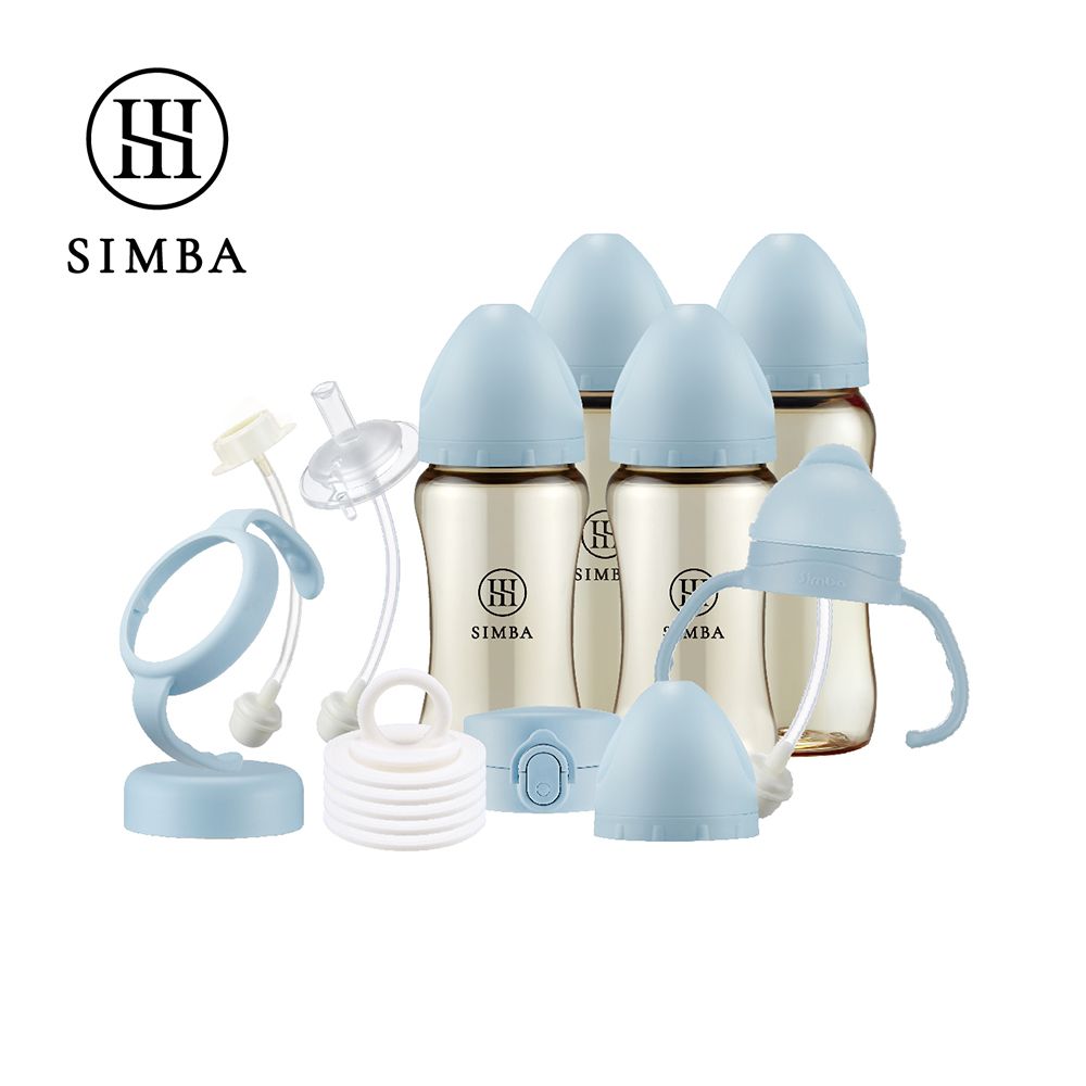 蘊蜜鉑金PPSU全方位頂級奶瓶全配組-晨藍