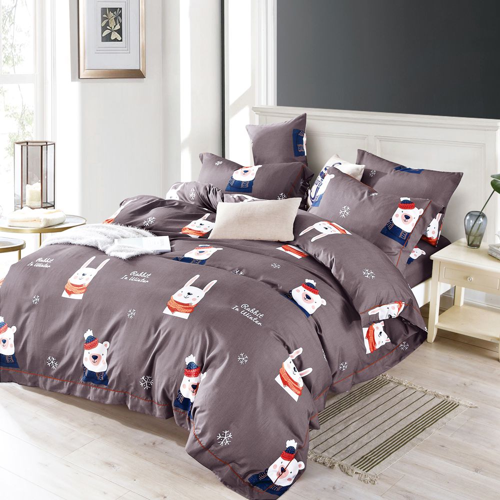 吸濕排汗天絲雙人四件式床包鋪棉被套組-聖誕派對-含床包+鋪棉兩用被套+枕套*2