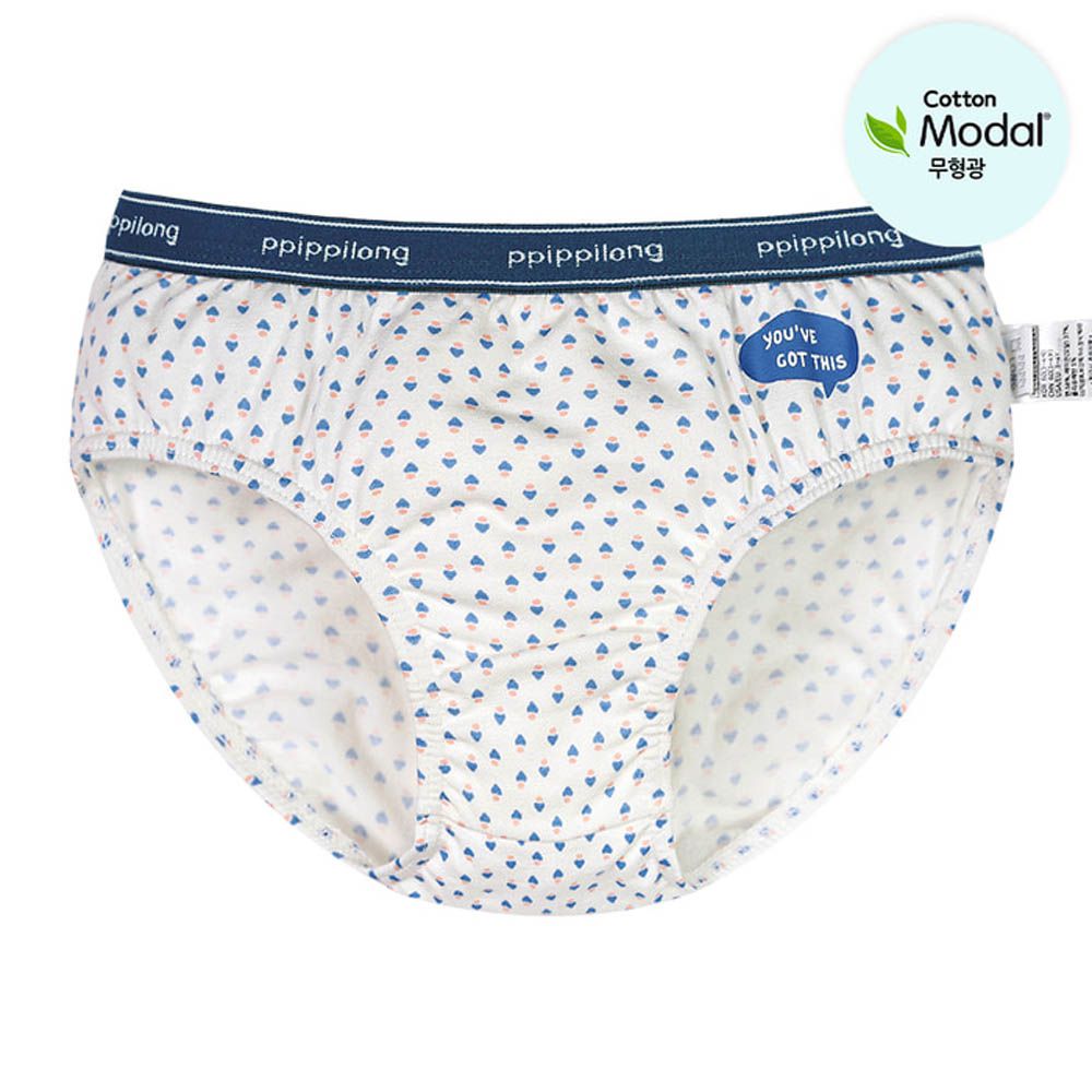 絲柔莫代爾混棉三角褲(男寶)-藍心紋-白