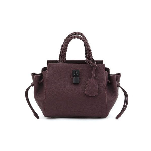 日本 COOCO - 編織提把束口造型小手提包/側背包-波爾多紫 (W20.5*H21*D8cm)