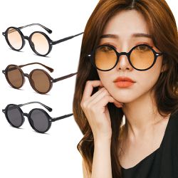 ALEGANT - 極簡時尚輕量TR90圓框UV400太陽眼鏡│墨鏡│嶺境黑│栗影棕│晨曦黃