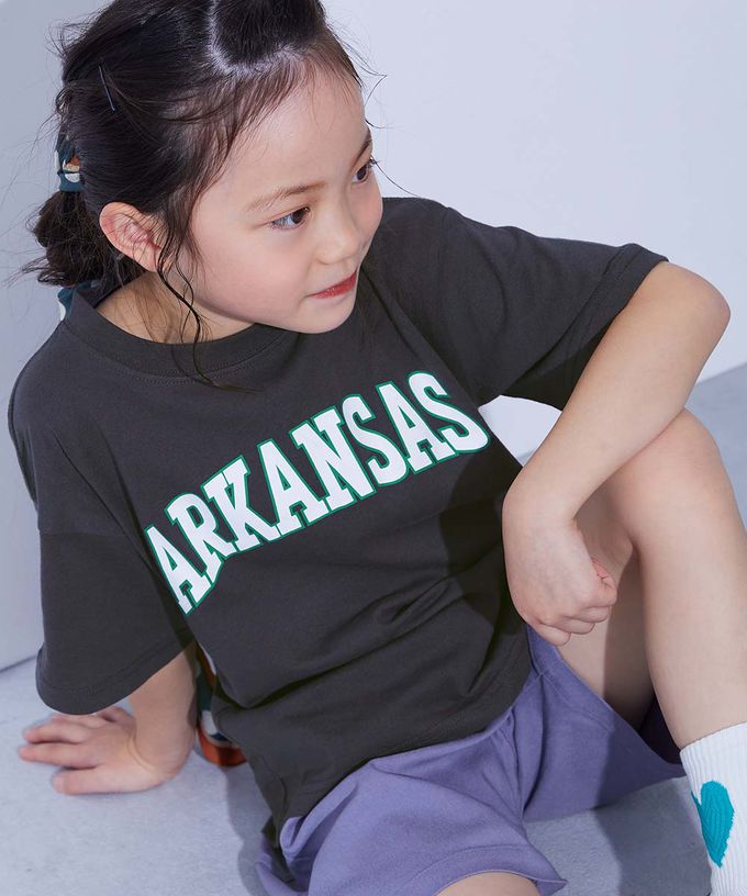 日本 devirock - 100%棉 定番印花寬版短袖上衣-MERCED-灰紫