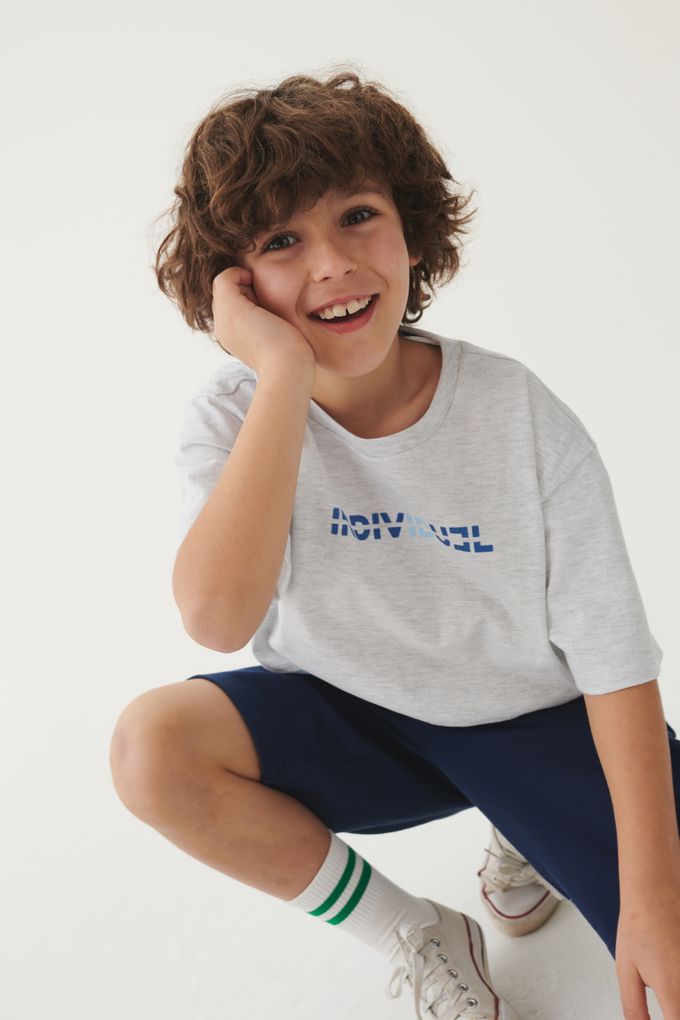 韓國 INDIVIDUEL - 好搭配休閒風五分褲-米灰