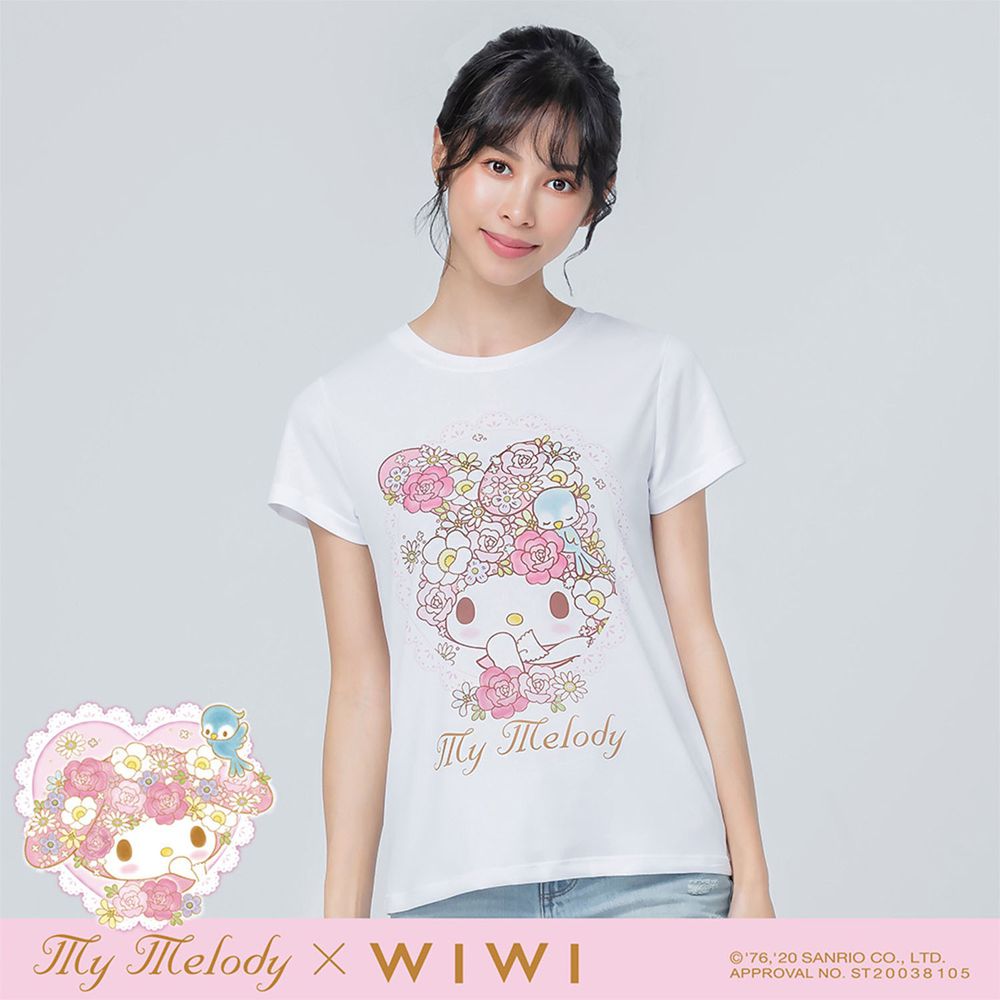 WIWI - 短版-典雅美樂蒂防曬排汗涼感衣-女-純淨白