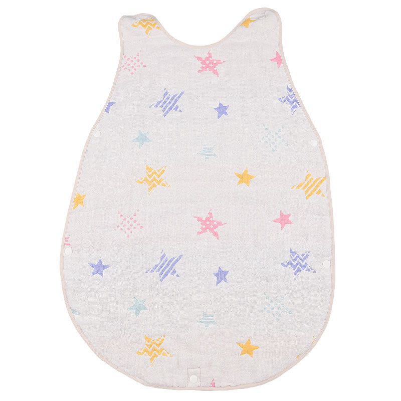 akachan honpo - 6層棉紗防踢被-星星-米白色