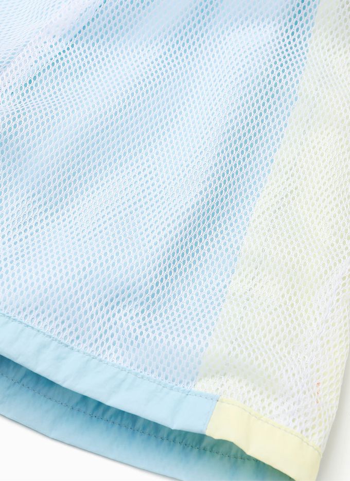 韓國 OZKIZ - 運動風網眼內襯長袖短褲套裝-黃X白X粉