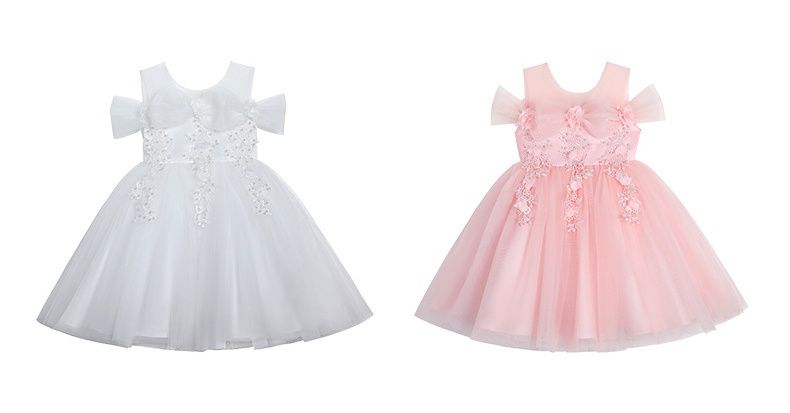 蕾絲網紗無袖澎澎紗裙-白色