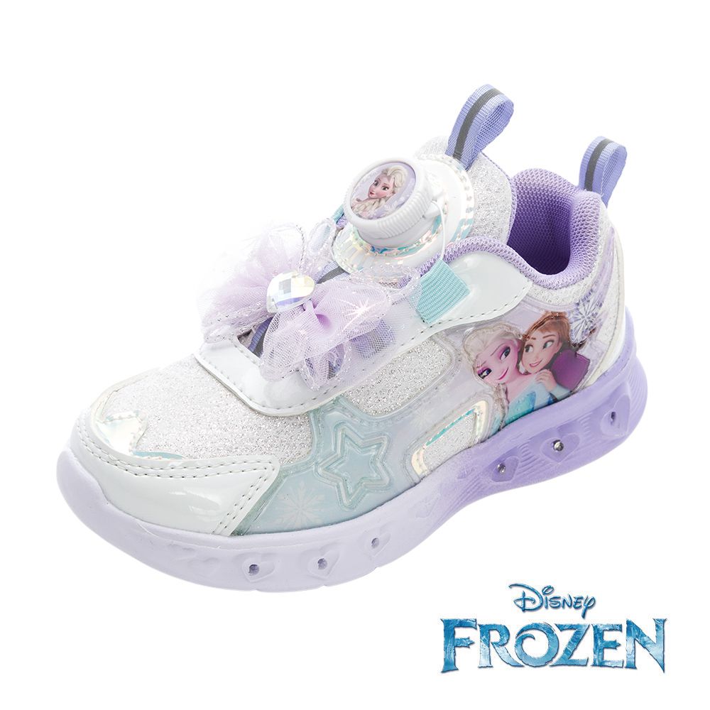 迪士尼Disney 冰雪奇緣 童鞋輕量旋轉扣電燈鞋 FOKX65509-柔軟舒適4D鞋-白-(中大童段)