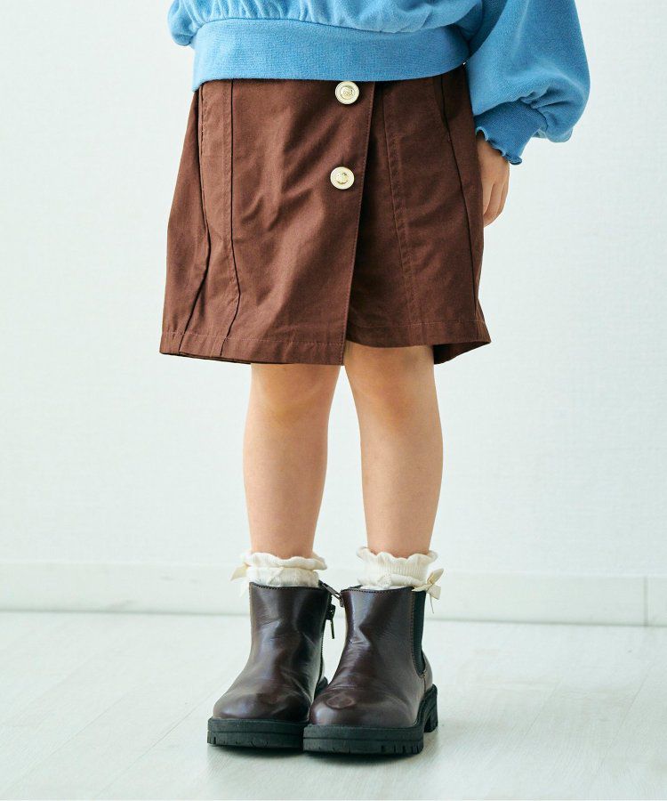 日本 apres les cours - 小奢華金屬鈕扣俏麗褲裙-棕色