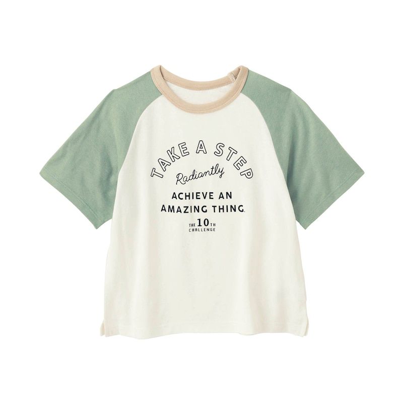 日本千趣會 - GITA 美式撞色短袖上衣-英文標語-復古藍