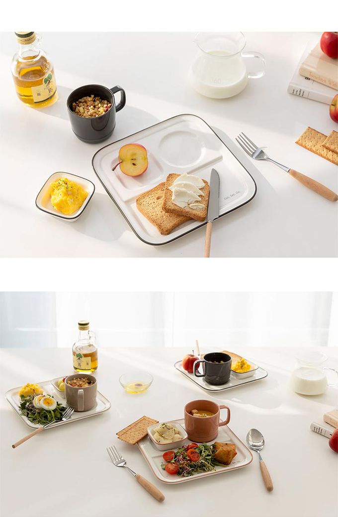 韓國 SSUEIM - RUNDAY系列個人早午餐陶瓷杯盤3件組 (奶茶色)