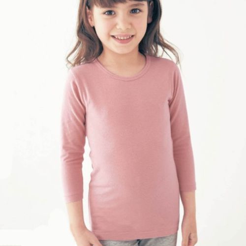 日本千趣會 - 95%棉 兒童圓領九分袖發熱衣-粉紅