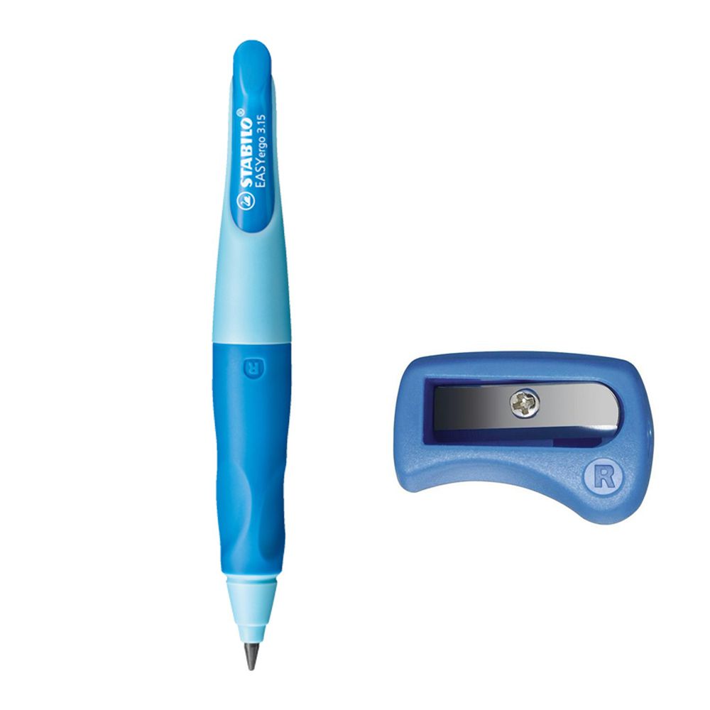 STABILO思筆樂 - 3.15mm 胖胖鉛 人體工學自動鉛筆 右手 淺藍/深藍 附削鉛筆器