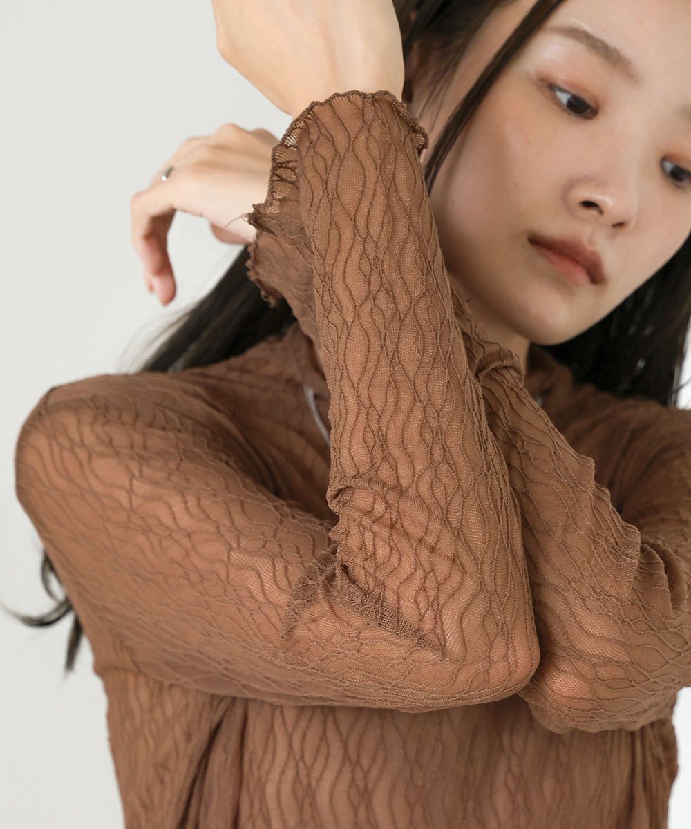 【直紋質感薄長袖🎐】Textured See Through Top