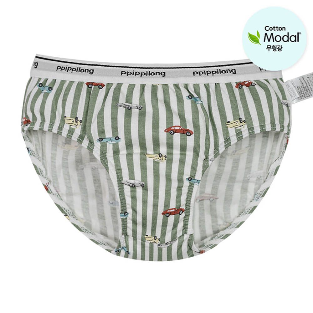 絲柔莫代爾混棉三角褲(男寶)-直紋車車-軍綠X淺灰