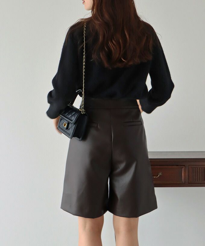 日本 BLUE EAST - 定番時尚簡約皮褲-可可棕