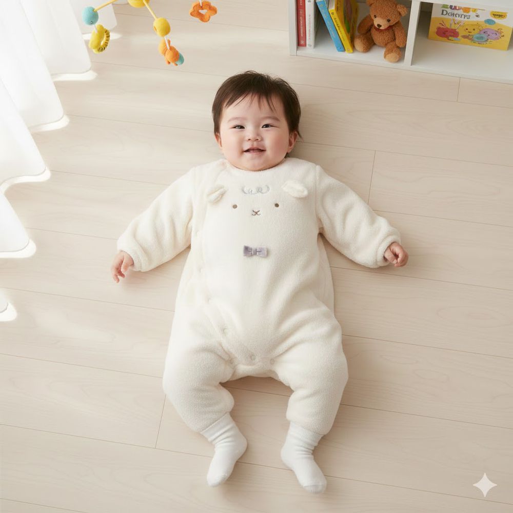 長袖兔裝-完全包覆款 刷毛-米白色