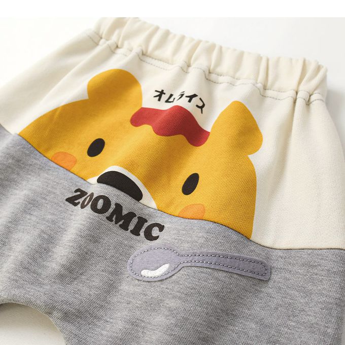 日本 ZOOLAND - 背後療癒熊臉合身長褲-療癒咖哩飯-黑