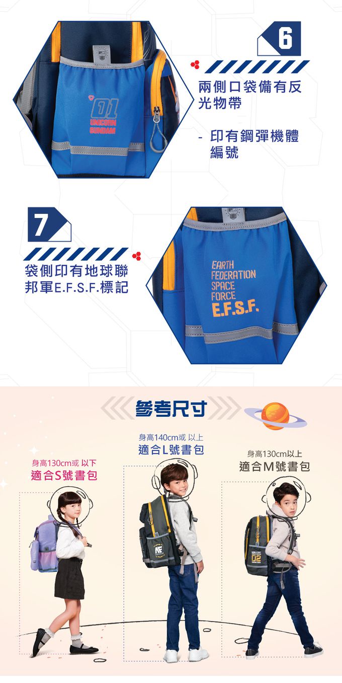 impact 怡寶 - 機動戰士鋼彈AGS Pro懸浮減壓護脊書包-中-藍(IMGU76210AP98)|身高130cm以上適用