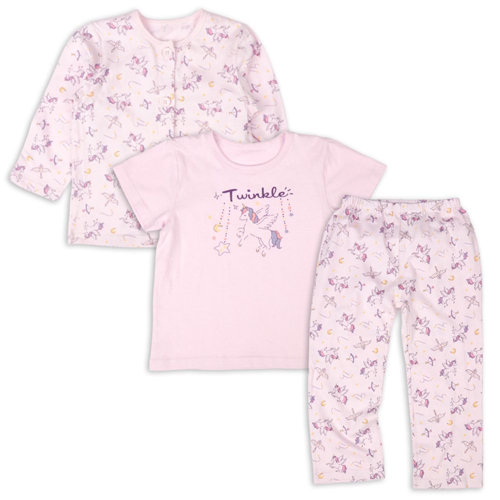 雙上衣家居服(短袖/長袖)-獨角獸-紫色