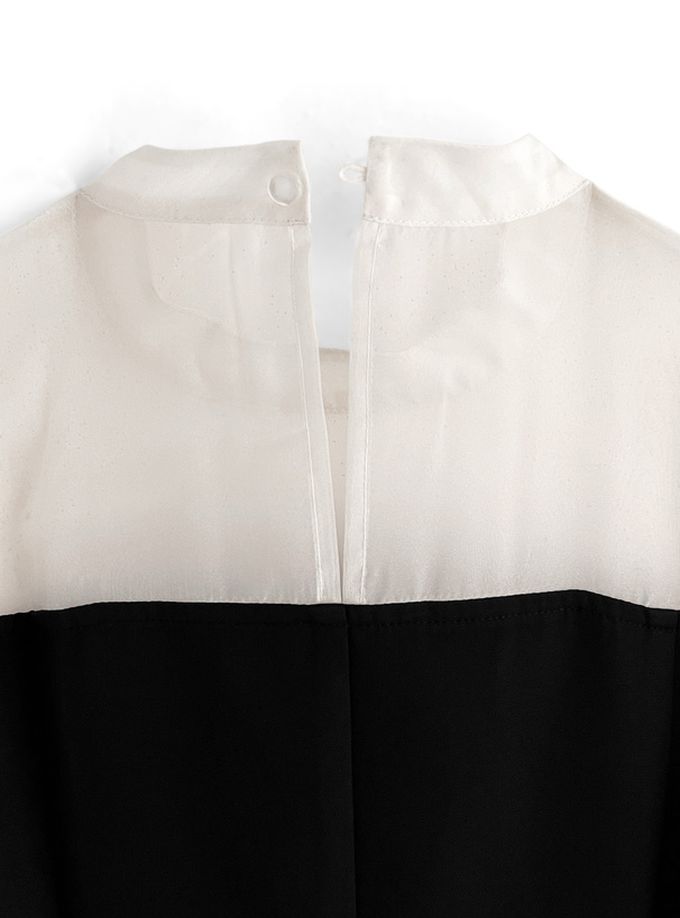 日本 GRL - 法式優雅雪紡拼接洋裝-黑