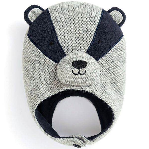 英國 JoJo Maman BeBe - 保暖舒適羊毛帽-帥氣獾