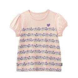 日本千趣會 - GITA 天竺棉泡泡袖上衣-排列花朵-粉紅